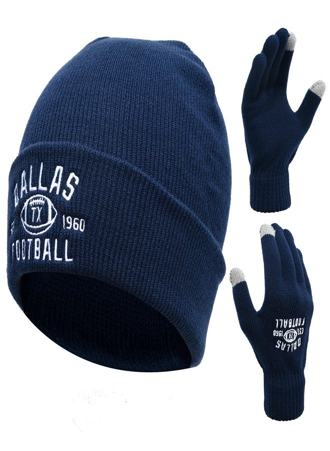 mtstaowe Vintage Classic Skull Cap Embroidery Beanie Fasion Hat Cuffed Winter Hat Knit Comes with Warm Gloves Gifts for Men Women Fans - Image 1